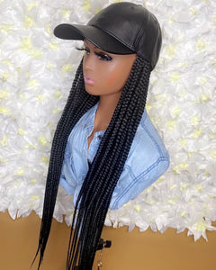 BLACK LEATHER BRAID HAT